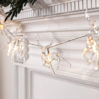 LumiDeer LED Reindeer String Lights – Battery-Powered Christmas Fairy Lights | Festive Indoor Decoration