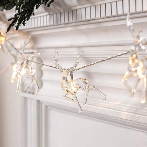 LumiDeer LED Reindeer String Lights – Battery-Powered Christmas Fairy Lights | Festive Indoor Decoration