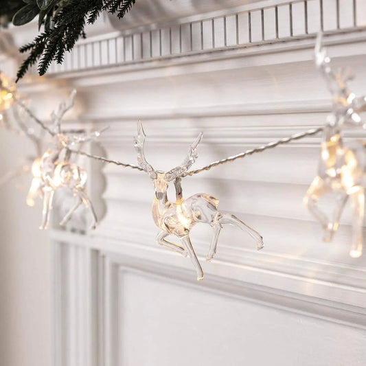 LumiDeer LED Reindeer String Lights – Battery-Powered Christmas Fairy Lights | Festive Indoor Decoration