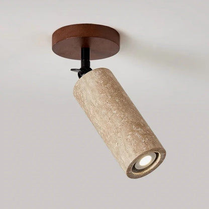 Travero Flush Ceiling Light – Wabi-Sabi Travertine Stone Lamp | Minimalist Natural Lighting for Modern Interiors