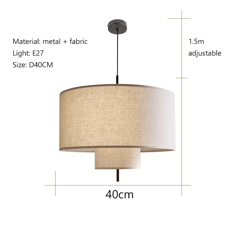 Modern Wabi-Sabi Fabric Pendant Light – Nordic LED Hanging Ceiling Lamp | Soft Ambient Lighting | Premium Designer Fixture