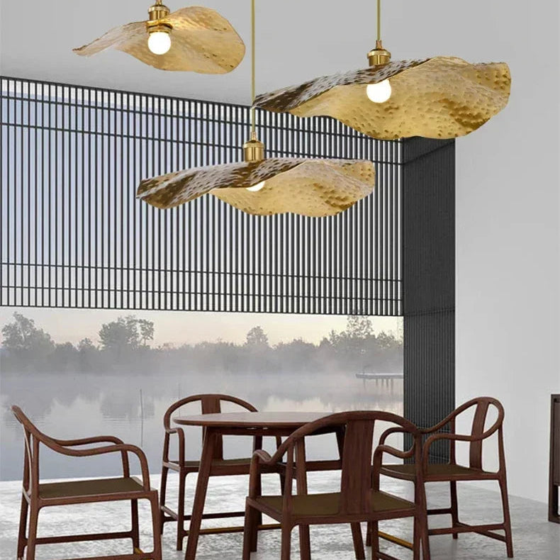 Gold Lotus Pendant Light – Vintage Zen Ceiling Lamp | Luxury Ambient Hanging Lighting