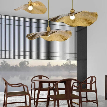 Gold Lotus Pendant Light – Vintage Zen Ceiling Lamp | Luxury Ambient Hanging Lighting