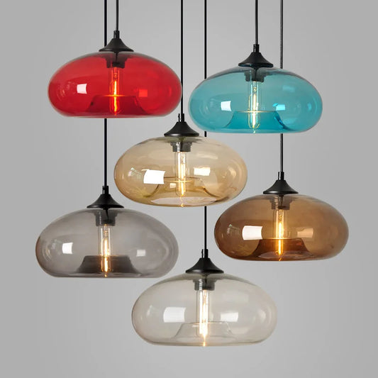 Artisan Coloured Glass Pendant Light – Contemporary E27 Ceiling Lamp | Designer Ambient Lighting | Luxury Statement Fixture