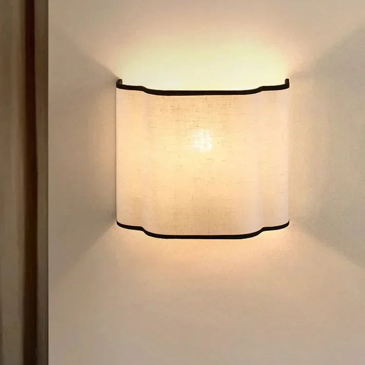 French Linen Wall Light – Cream Fabric LED Wall Sconce | Elegant Ambient Interior Lighting