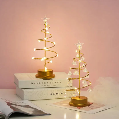 LumiSpiral Crystal Christmas Tree Table Lamp – Luxury LED Spiral Lamp in Gold