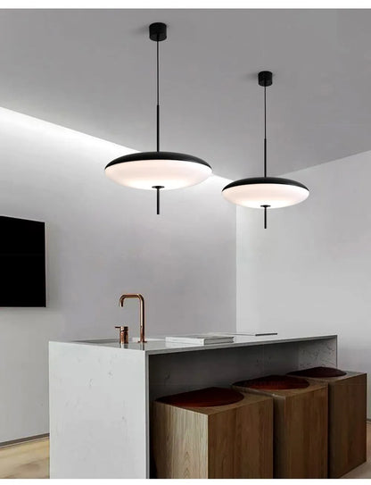 Modern UFO Pendant Light – Minimalist LED Hanging Lamp in Black or White for Living Rooms, Bedrooms, Restaurants & Offices