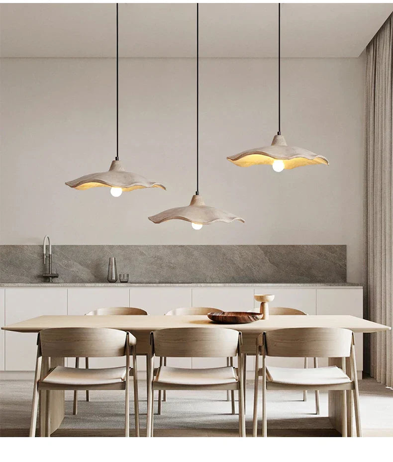 Japandi Wooden Pendant Light – Minimalist LED Ceiling Lamp | Wabi-Sabi Interior Lighting | Natural Contemporary Design