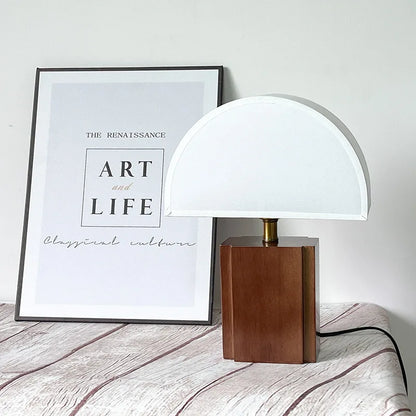 Oakmere Table Lamp – Nordic Wooden Bedside Light | Retro Fabric LED Lamp for Cosy Modern Interiors