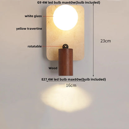 Cavora Stone Wall Light – Scandinavian Glass & Natural Stone Sconce | Up & Down Ambient Lighting | Contemporary Interior Design
