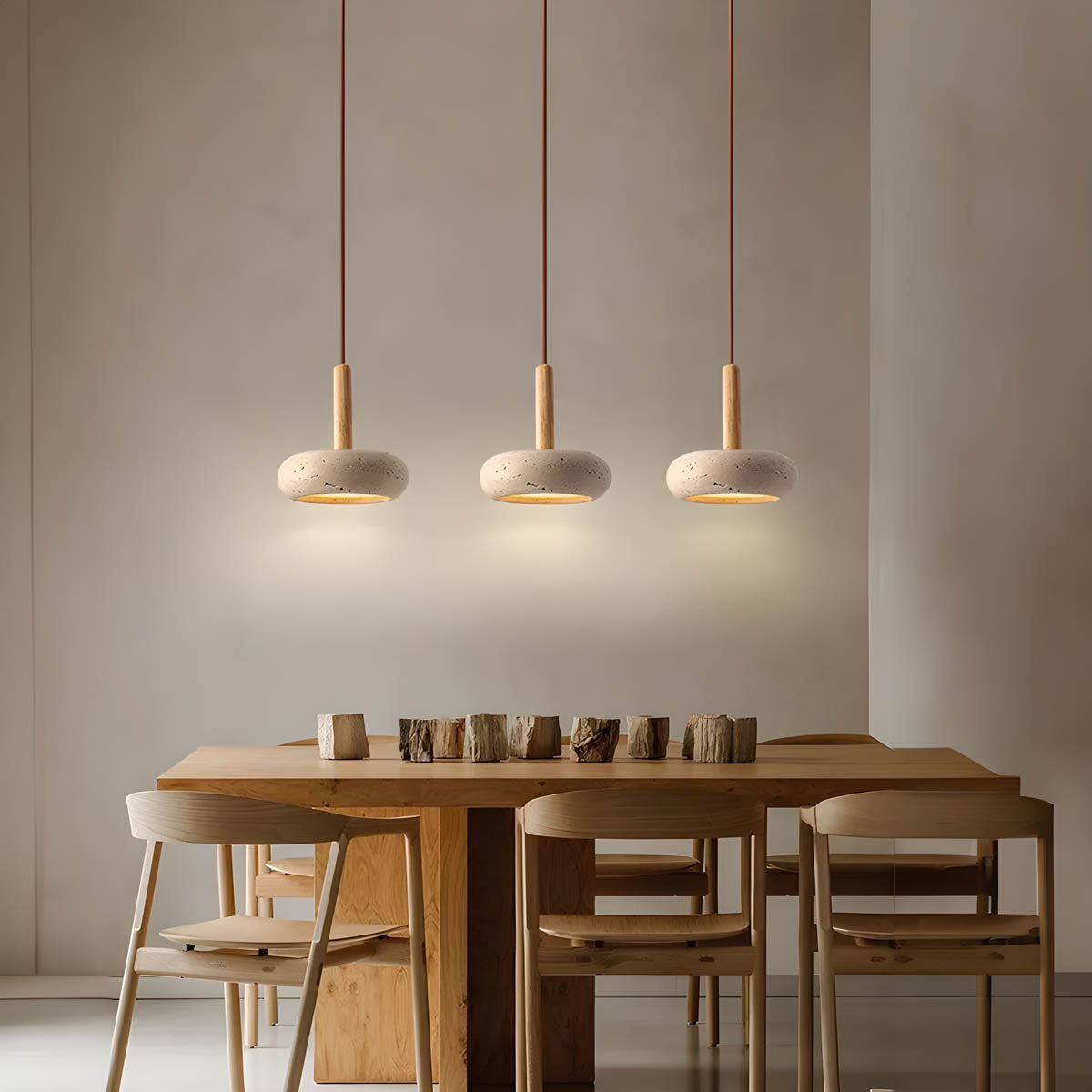 OSHIRA Travertine Pendant Light – Wabi-Sabi Natural Stone Hanging Lamp | Minimalist Japandi Ceiling Lighting