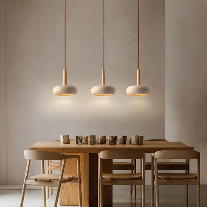 OSHIRA Travertine Pendant Light – Wabi-Sabi Natural Stone Hanging Lamp | Minimalist Japandi Ceiling Lighting