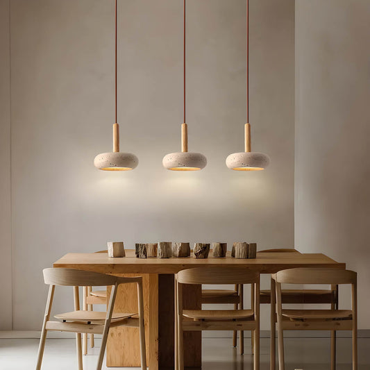 OSHIRA Travertine Pendant Light – Wabi-Sabi Natural Stone Hanging Lamp | Minimalist Japandi Ceiling Lighting