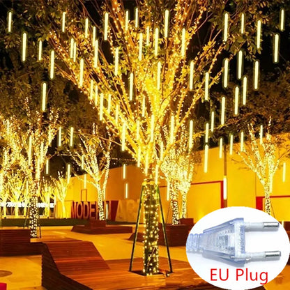 SternFall 50cm LED Meteor Shower String Lights – 8-Tube Falling Rain Lights for Outdoor Christmas & Garden Decoration