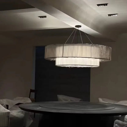 Veloura Silk Pendant Light – Luxury Beige Hanging Ceiling Lamp | Soft Ambient Lighting for Modern Interiors
