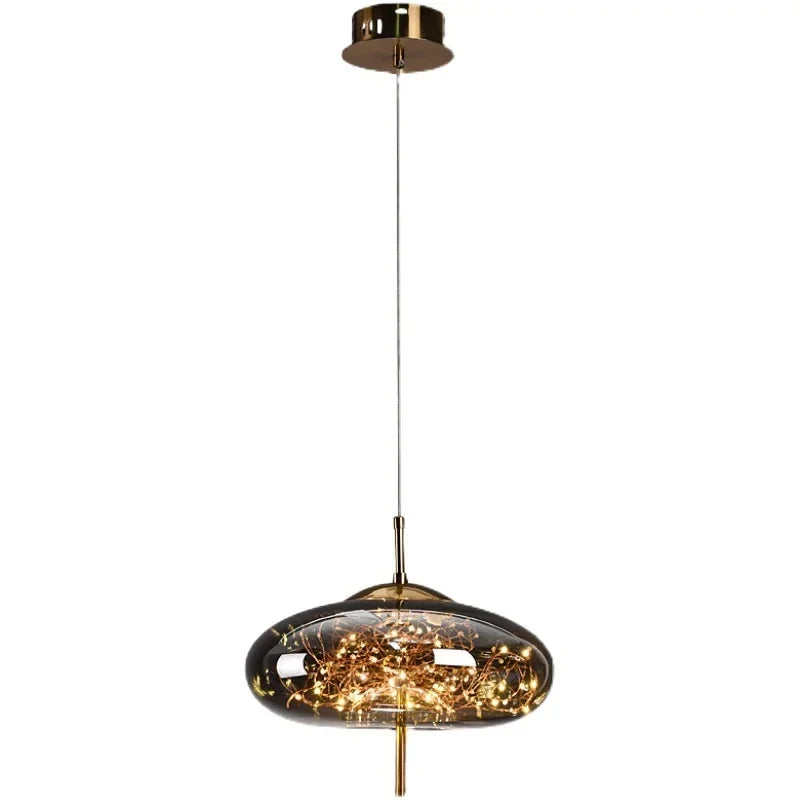 Modern Glass LED Pendant Light – Dimmable Hanging Ceiling Fixture | Luxury Designer Chandelier | Contemporary Home Lighting