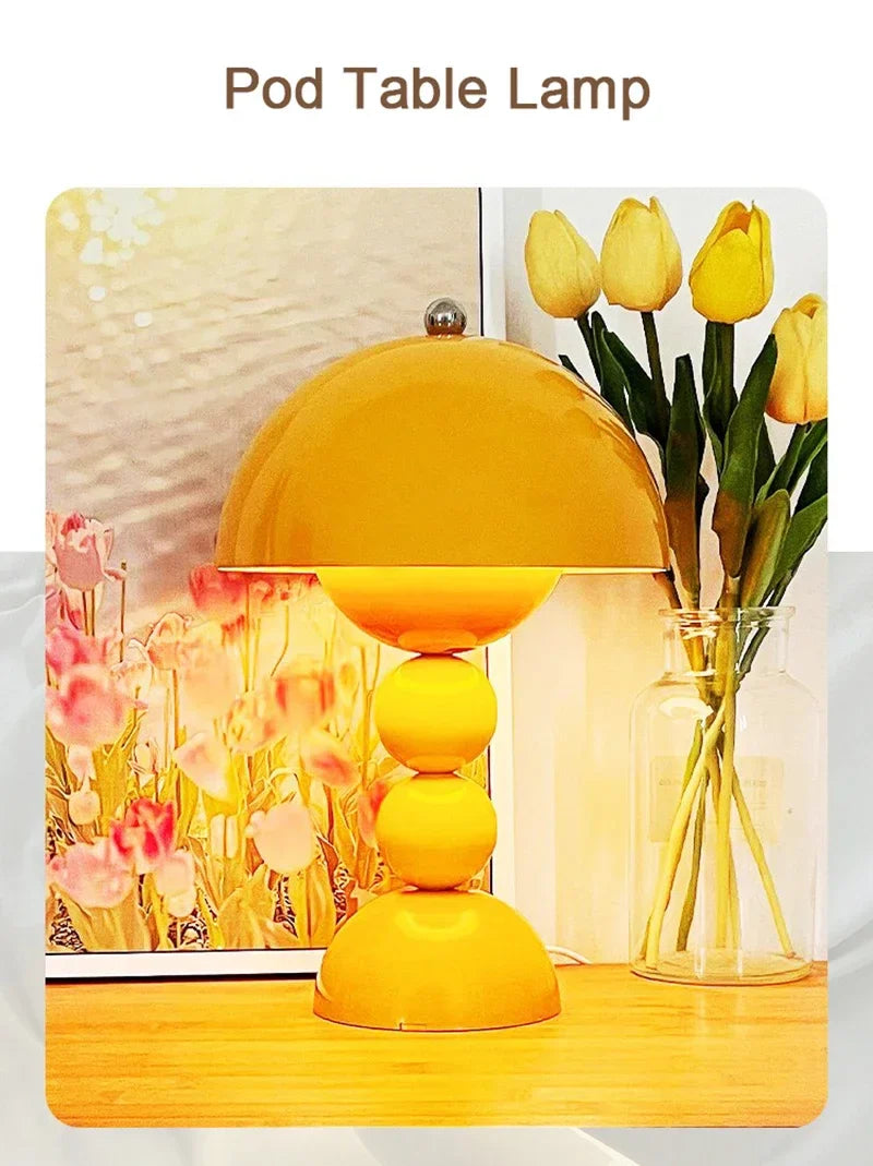 Nordic Floral LED Table Lamp – USB Dimmable Night Light | Decorative Bedside Lamp | Modern Home Accent Lighting