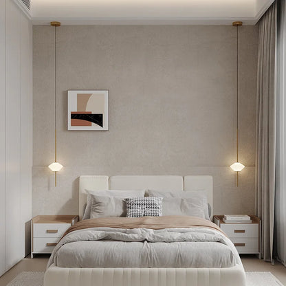 Modern White Glass Pendant Light – Adjustable LED Hanging Ceiling Fixture | Contemporary Globe Chandelier | Elegant Home Lighting