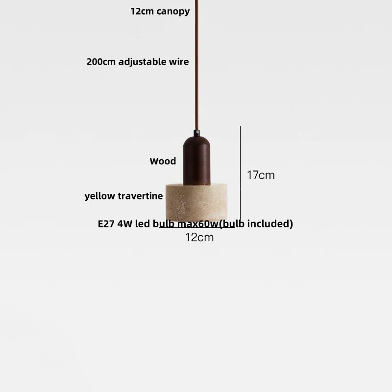 Travertine Stone Pendant Light with Copper Finish – Nordic LED Hanging Lamp | Warm Contemporary Lighting
