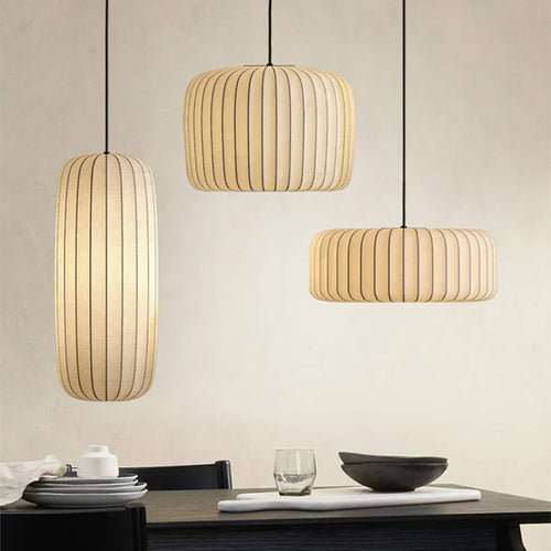 Serenea Silk Pendant Light – Wabi-Sabi Hanging Lamp | Japanese Nordic Ceiling Light for Elegant Interiors