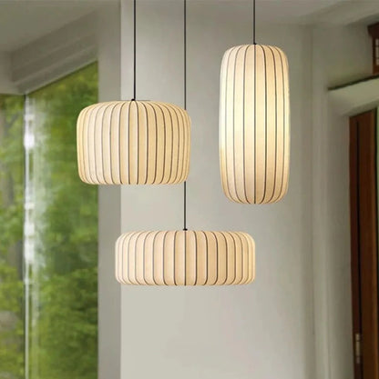 Serenea Silk Pendant Light – Wabi-Sabi Hanging Lamp | Japanese Nordic Ceiling Light for Elegant Interiors