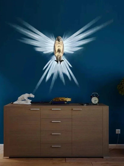3D Bird Projection Wall Light – Modern Animal Wall Sconce | Decorative Ambient Lighting | Owl &amp; Eagle Designer Fixture