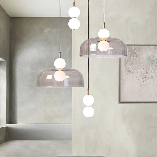 Nordic Globe Pendant Light – Double Glass LED Ceiling Lamp | Scandinavian Designer Lighting | Elegant Dining Room Feature
