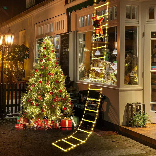 Santa Ladder LED Lights – Climbing Santa Christmas Decoration | USB-Powered Festive Lighting