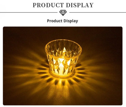 Crystal LED Accent Table Lamp – Colour Changing Touch Night Light | Decorative Bedside Lamp | Elegant Mood Lighting