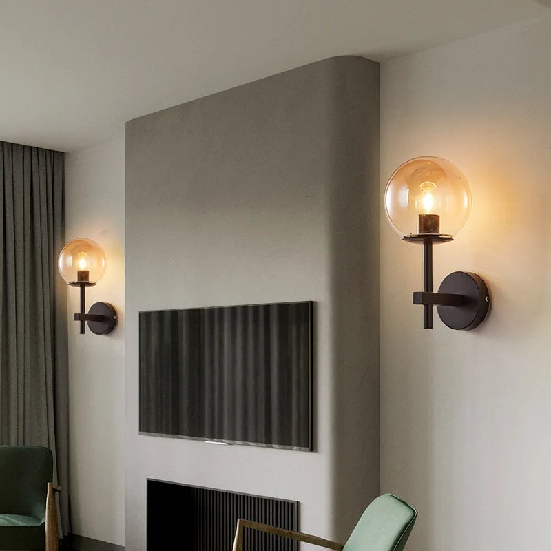 AuroraSphere Wall Light – Nordic Glass Globe LED Wall Lamp | Modern Ambient Lighting for Bedrooms & Bathrooms