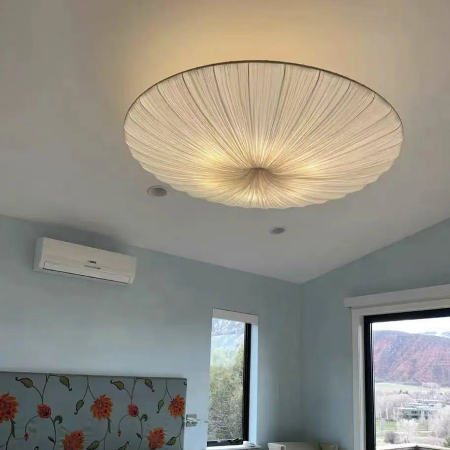 Aethera Ceiling Light – Wabi-Sabi Fabric LED Pendant | Minimalist Floating Disc Lamp for Contemporary Interiors