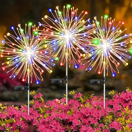 Solar LED Firework Christmas Lights – 200 LED Copper Wire Garden Lights for Pathways, Patios & Festive Decorations