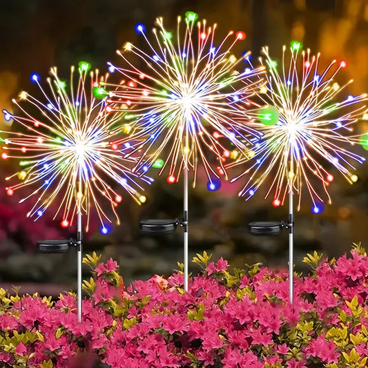 Solar LED Firework Christmas Lights – 200 LED Copper Wire Garden Lights for Pathways, Patios & Festive Decorations