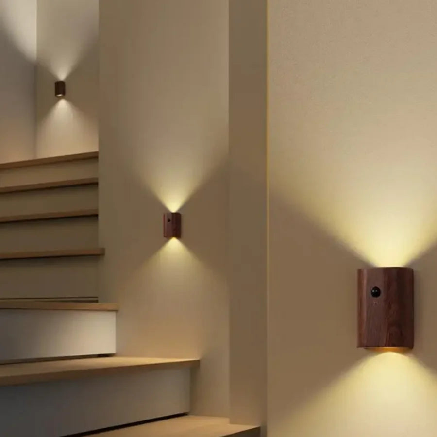 NordVale Sensor Wall Light – Wooden LED Motion Sensor Lamp | Modern Up & Down Ambient Lighting