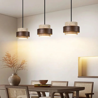 Natural Stone Pendant Light with LED – Modern Minimalist Hanging Lamp | Warm Ambient Interior Lighting