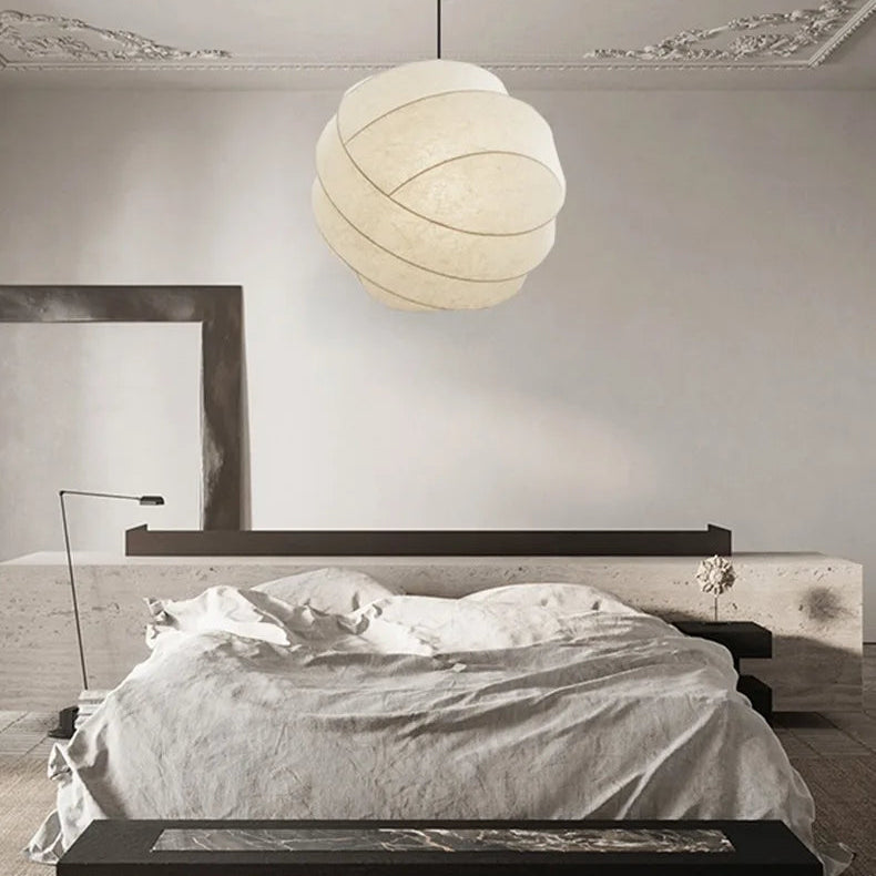 SereneSilk Pendant Light – Wabi-Sabi Silk Ceiling Lamp | Japanese Minimalist Lighting for Elegant Interiors