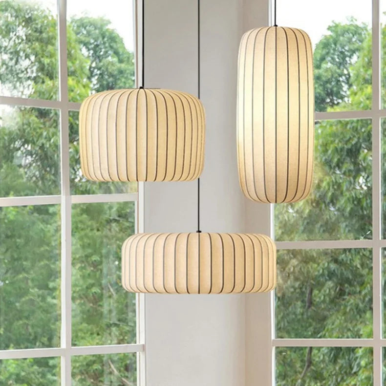 Serenea Silk Pendant Light – Wabi-Sabi Hanging Lamp | Japanese Nordic Ceiling Light for Elegant Interiors