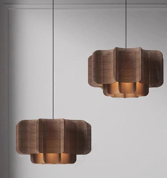 Wabi Sabi Rattan Pendant Light – Handwoven Bamboo Ceiling Lamp | Natural Ambient Lighting | Japandi Boho Interior Décor