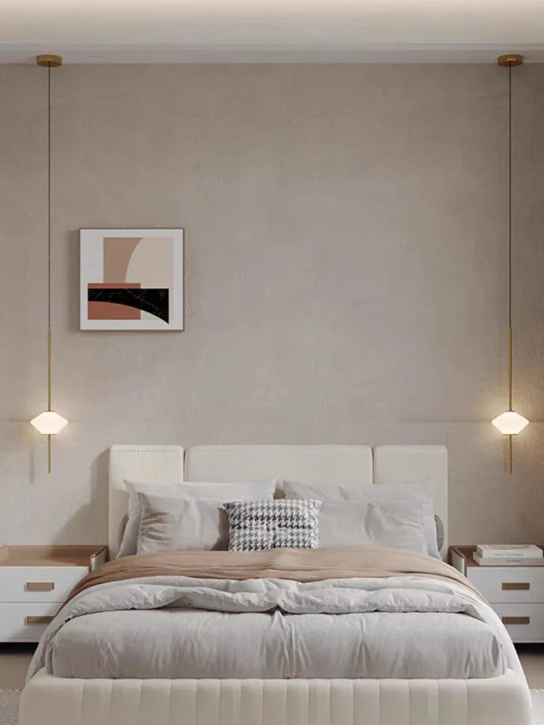 Modern White Glass Pendant Light – Adjustable LED Hanging Ceiling Fixture | Contemporary Globe Chandelier | Elegant Home Lighting