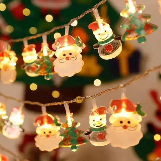 LumiWeih LED Christmas String Lights – Snowman, Christmas Tree & Santa Fairy Lights for Festive Indoor Décor
