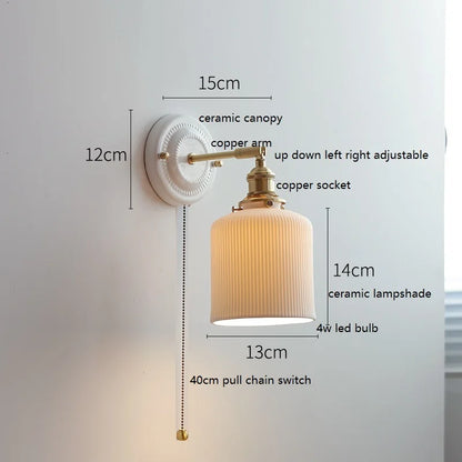 Aurelle Ceramic Wall Light – Adjustable E27 Wall Lamp | Contemporary Copper Lighting | Elegant Interior Illumination