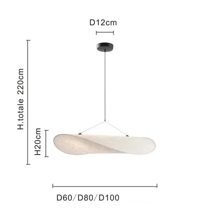 Akari Japandi Silk Chandelier – Luxury Fabric Pendant Light | Minimalist Japanese Scandinavian Ceiling Lamp