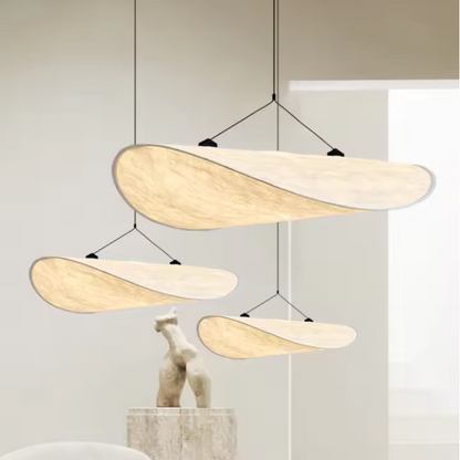 Akari Japandi Silk Chandelier – Luxury Fabric Pendant Light | Minimalist Japanese Scandinavian Ceiling Lamp