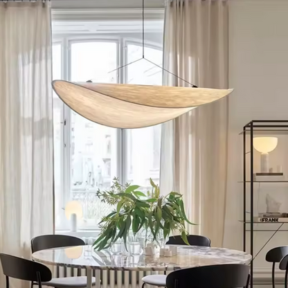 Akari Japandi Silk Chandelier – Luxury Fabric Pendant Light | Minimalist Japanese Scandinavian Ceiling Lamp