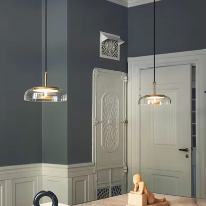 Solara Brass Pendant Light – Modern Glass LED Hanging Lamp | Elegant Ambient Interior Lighting