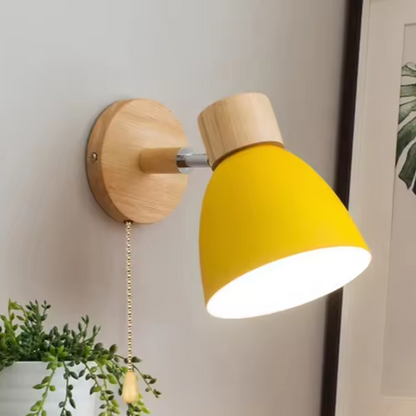 Jandiel Nordic Wall Light – Wooden Pull-Chain Sconce | Modern Scandinavian Accent Lighting