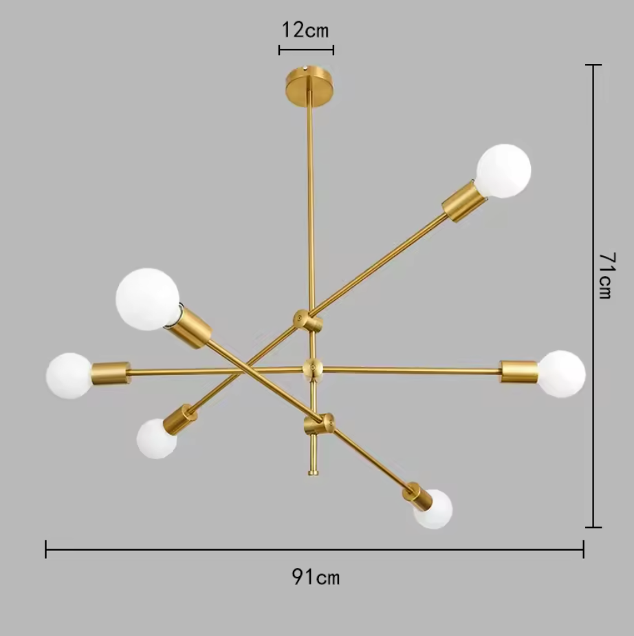 Luccero Sputnik Chandelier – Mid-Century Modern Ceiling Light | Industrial Designer Pendant for Contemporary Interiors