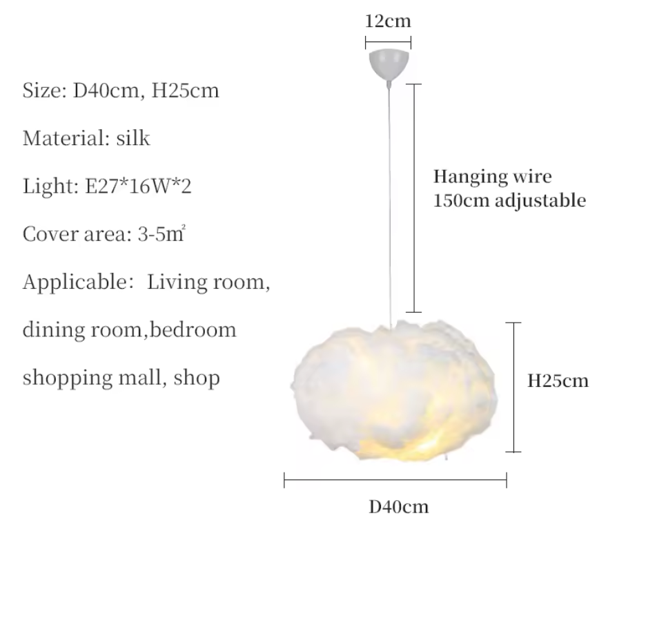 Cloud Pendant Light – Soft Cotton Hanging Lamp | Dreamy Ambient Bedroom Lighting