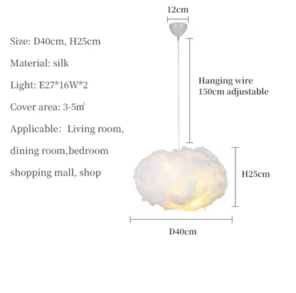 Cloud Pendant Light – Soft Cotton Hanging Lamp | Dreamy Ambient Bedroom Lighting