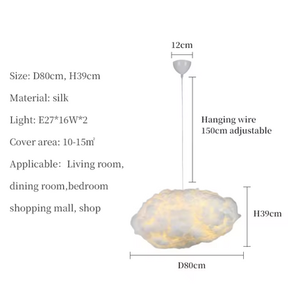 Cloud Pendant Light – Soft Cotton Hanging Lamp | Dreamy Ambient Bedroom Lighting